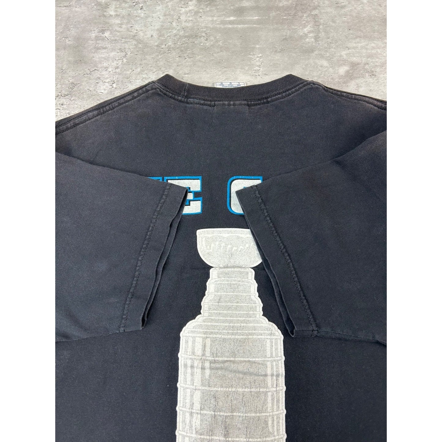 Vintage 90s San Jose Sharks NHL One Team One Goal Graphic T-Shirt Size Large