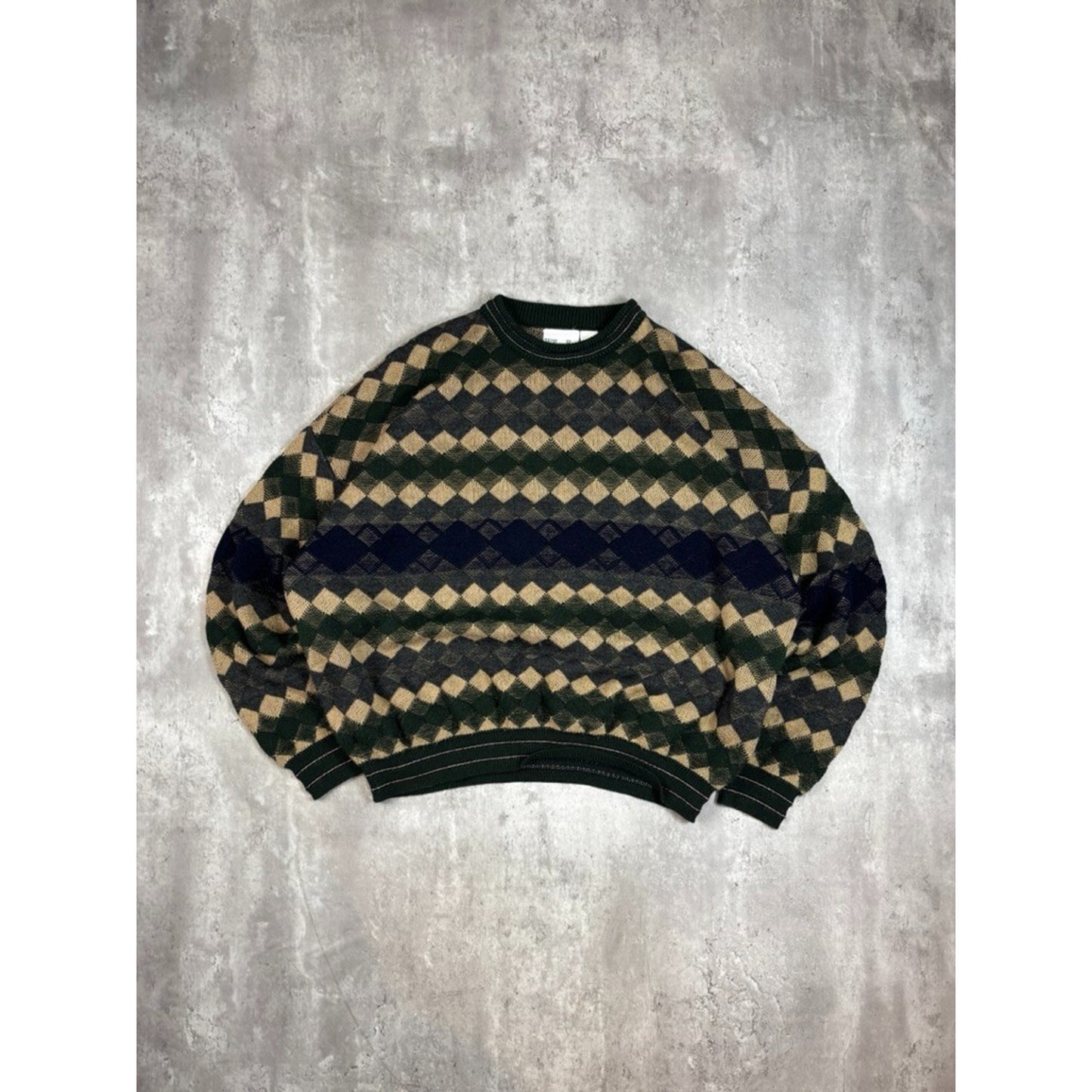 Vintage 90s Willow Bay Diamond Print Pullover Knit Sweater Size XXXL