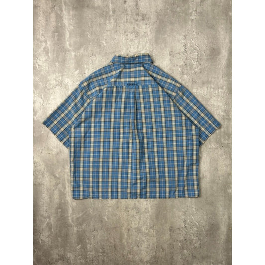 Vintage Ezekiel Plaid Short Sleeve Reworked Cropped Button Up Shirt Size XL
