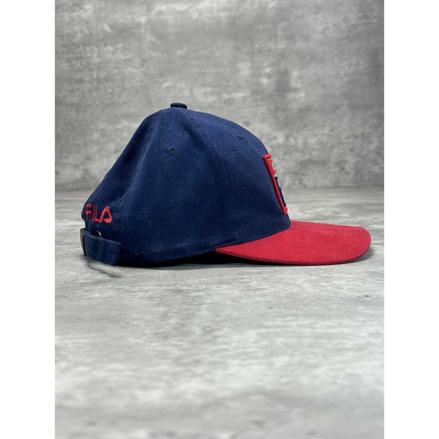 Vintage 90s Fila Embroidered Logo Two Tone Strapback Hat OSFA