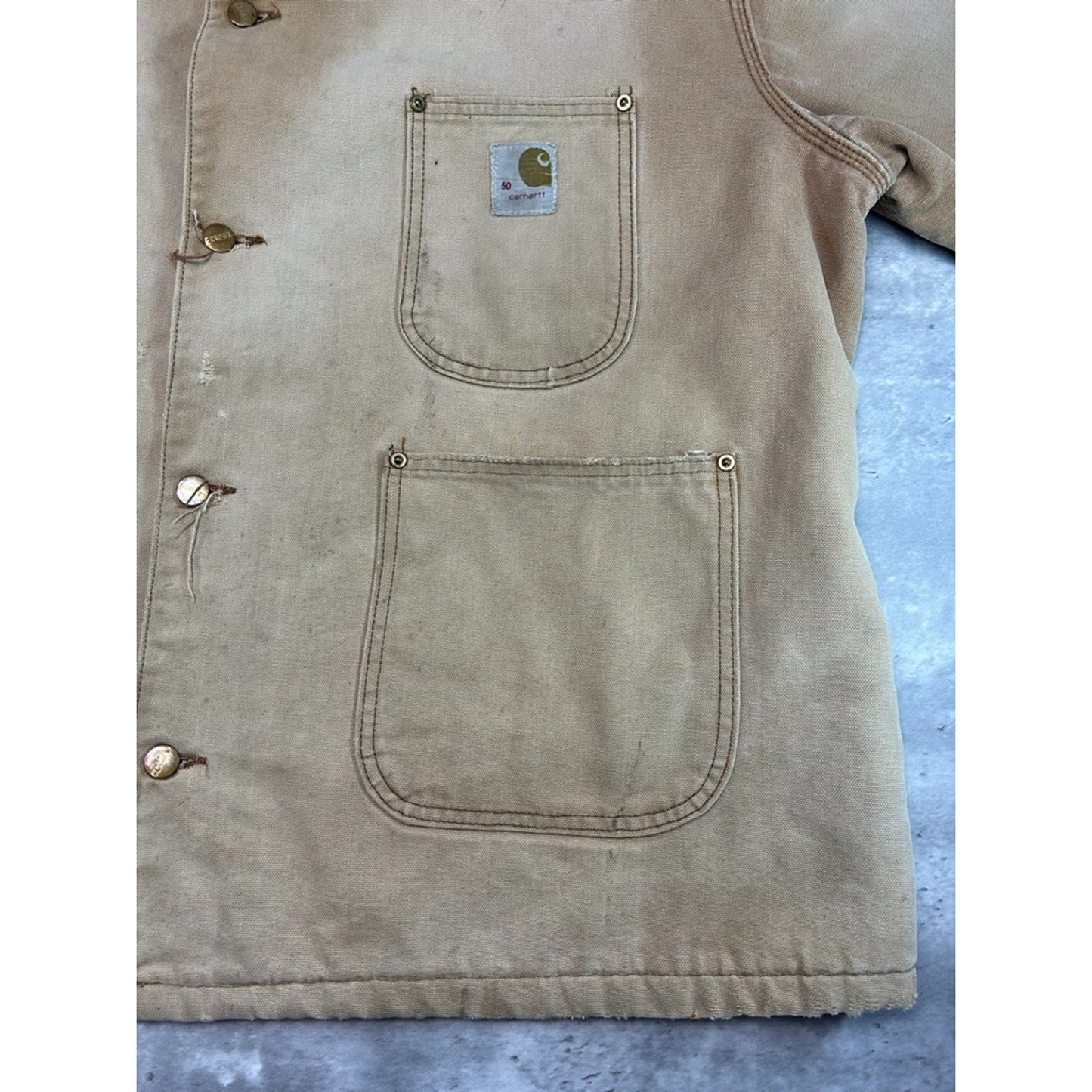 Vintage 1970s Carhartt Blanket Lined Canvas Workwear Chore Jacket Size XXL