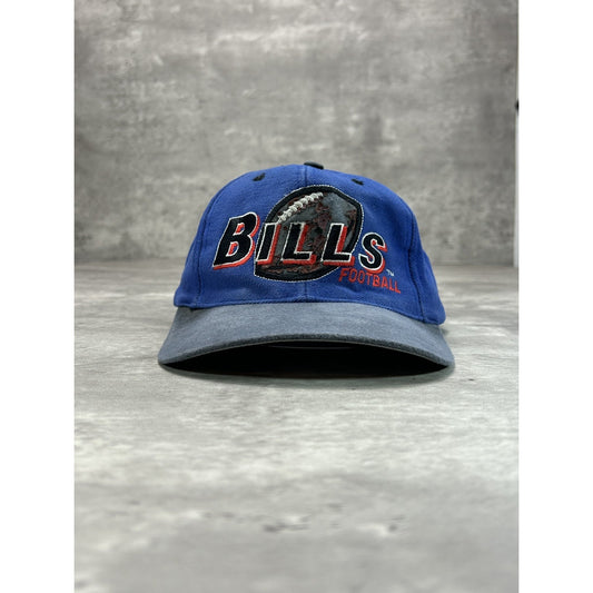 Vintage 90s Buffalo Bills NFL Embroidered Spellout Football Snapback Hat OSFA