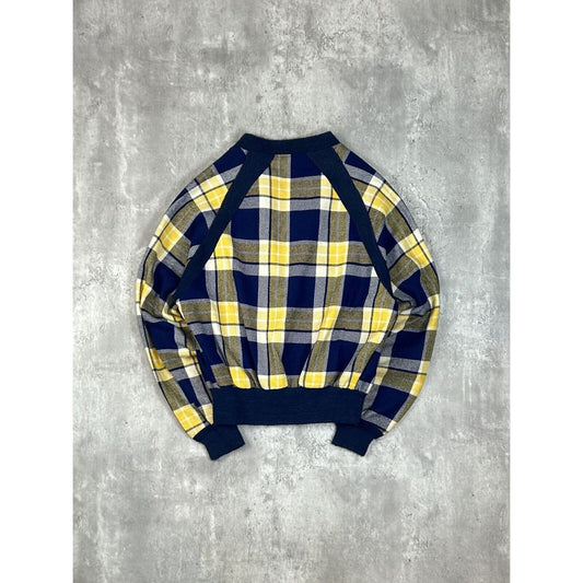 1960s Plaid Print Checkered Full Zip Bomber Jacket Size Small