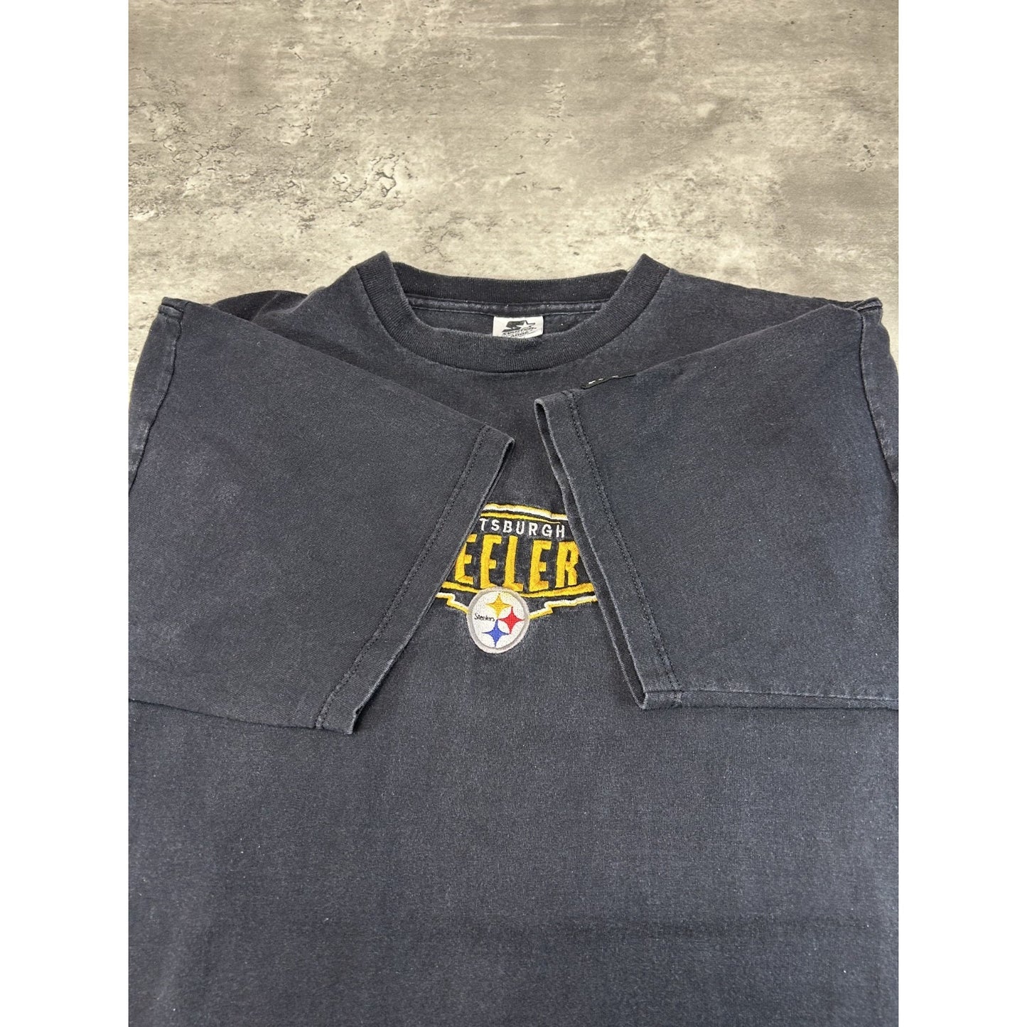 Vintage 90s Pittsburgh Steelers NFL Embroidered Spellout Starter T-Shirt Large