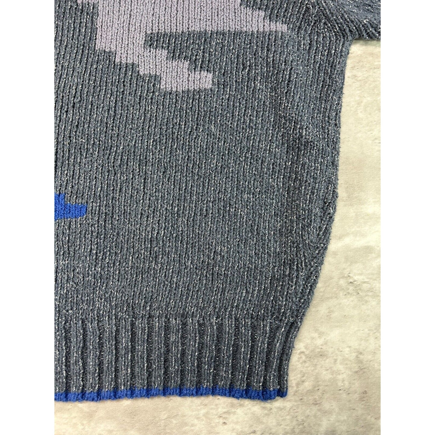 Vintage 90s Colours Geometric Print Pull Over Ribbed Knit Sweater Size Medium