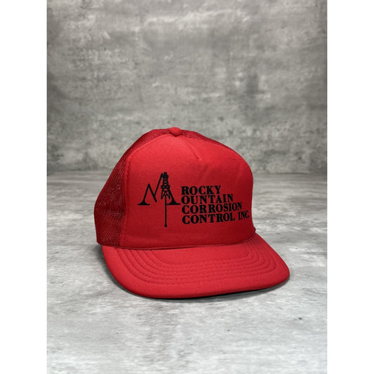 Vintage 80s Rocky Mountain Corrosion Control Graphic Trucker Snapback Hat OSFA