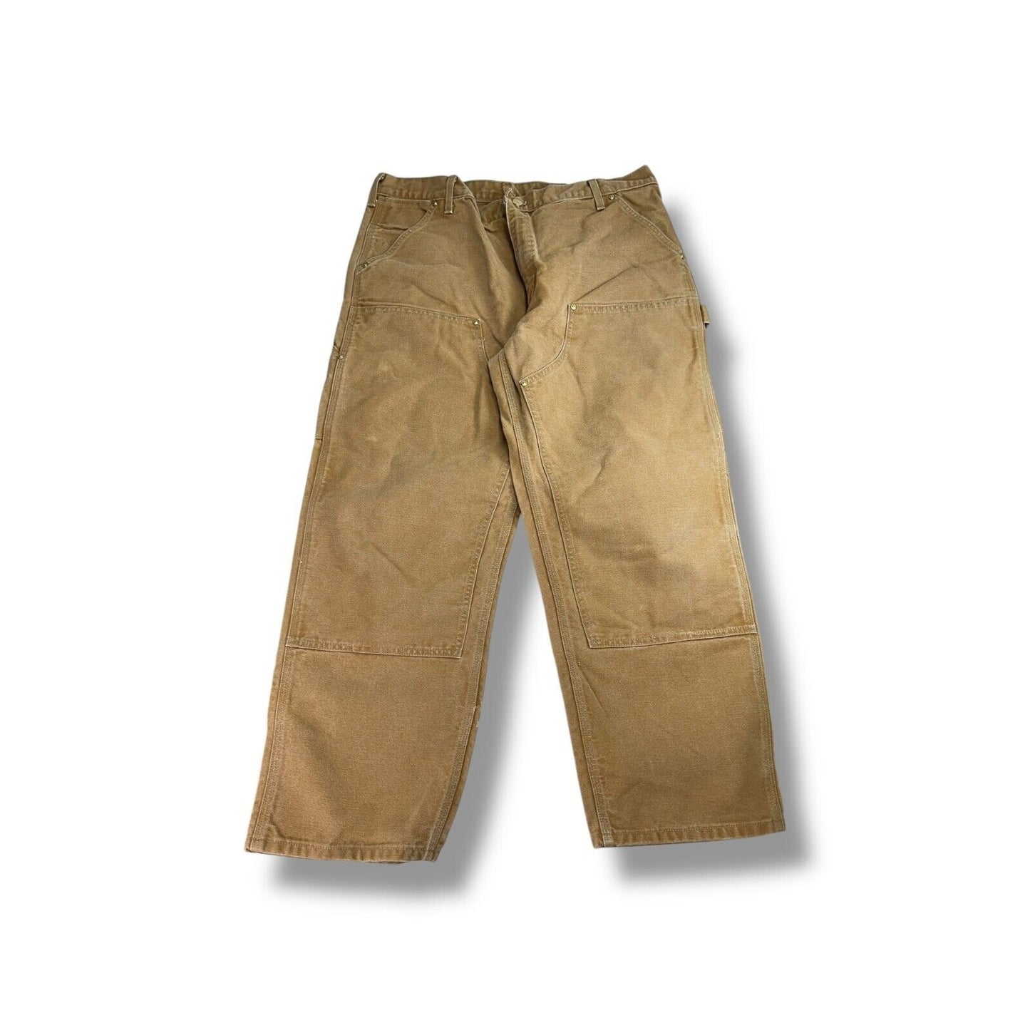 Vintage Carhartt Canvas Workwear Double Knee Carpenter Pants Size 37 Beige