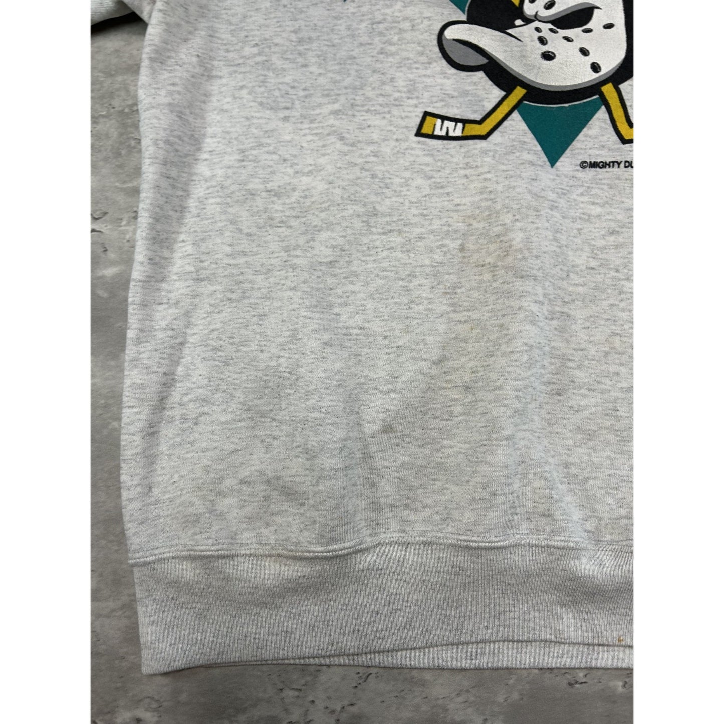 Vintage 90s Anaheim Ducks NHL Graphic Spellout Logo Hockey Sweatshirt Size XL