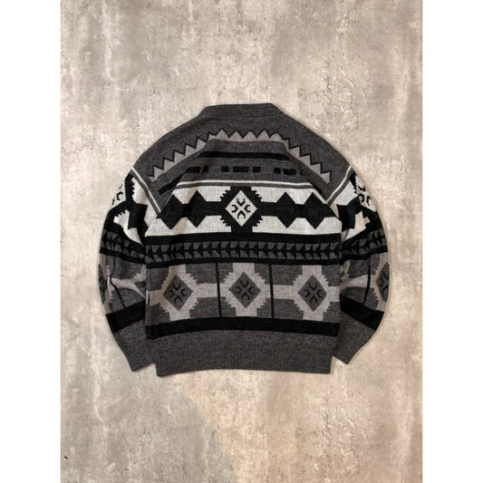 Vintage 80s/90s Abstract Geometric Print Pullover Ribbed Knit Sweater Sz Medium