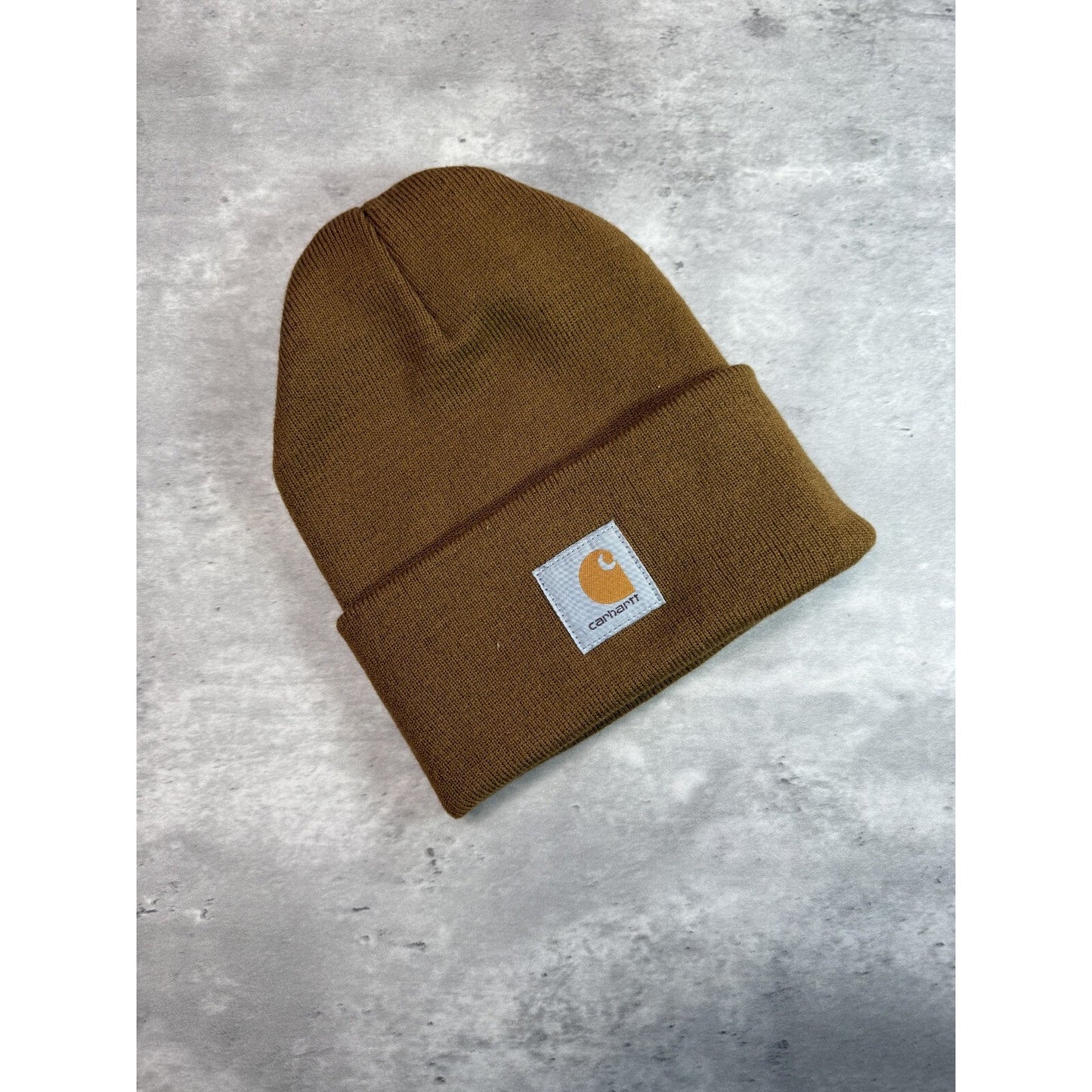 Vintage Carhartt Workwear Embroidered Patch Beanie Hat OSFA Brown