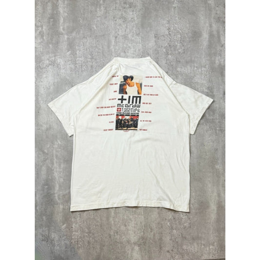 Vintage 2003 Tim McGraw One Band Tour Country Music T-Shirt Size Large White