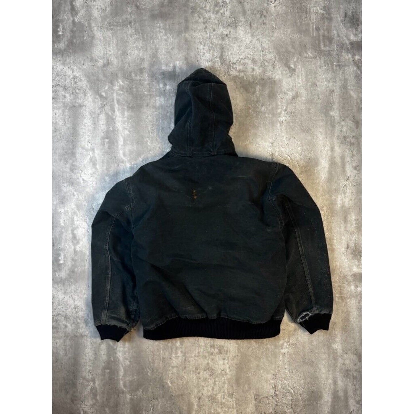 Vintage Carhartt Quilted Lined Canvas Workwear Hooded Bomber Jacket Size Large