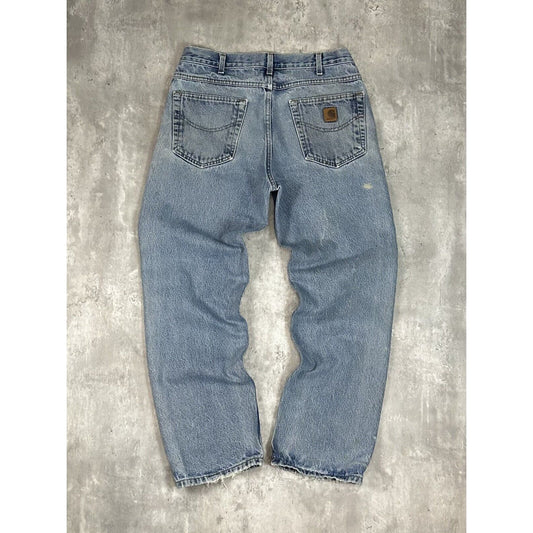 Vintage Carhartt Traditional Fit Light Wash Workwear Denim Pants Size 33 Blue