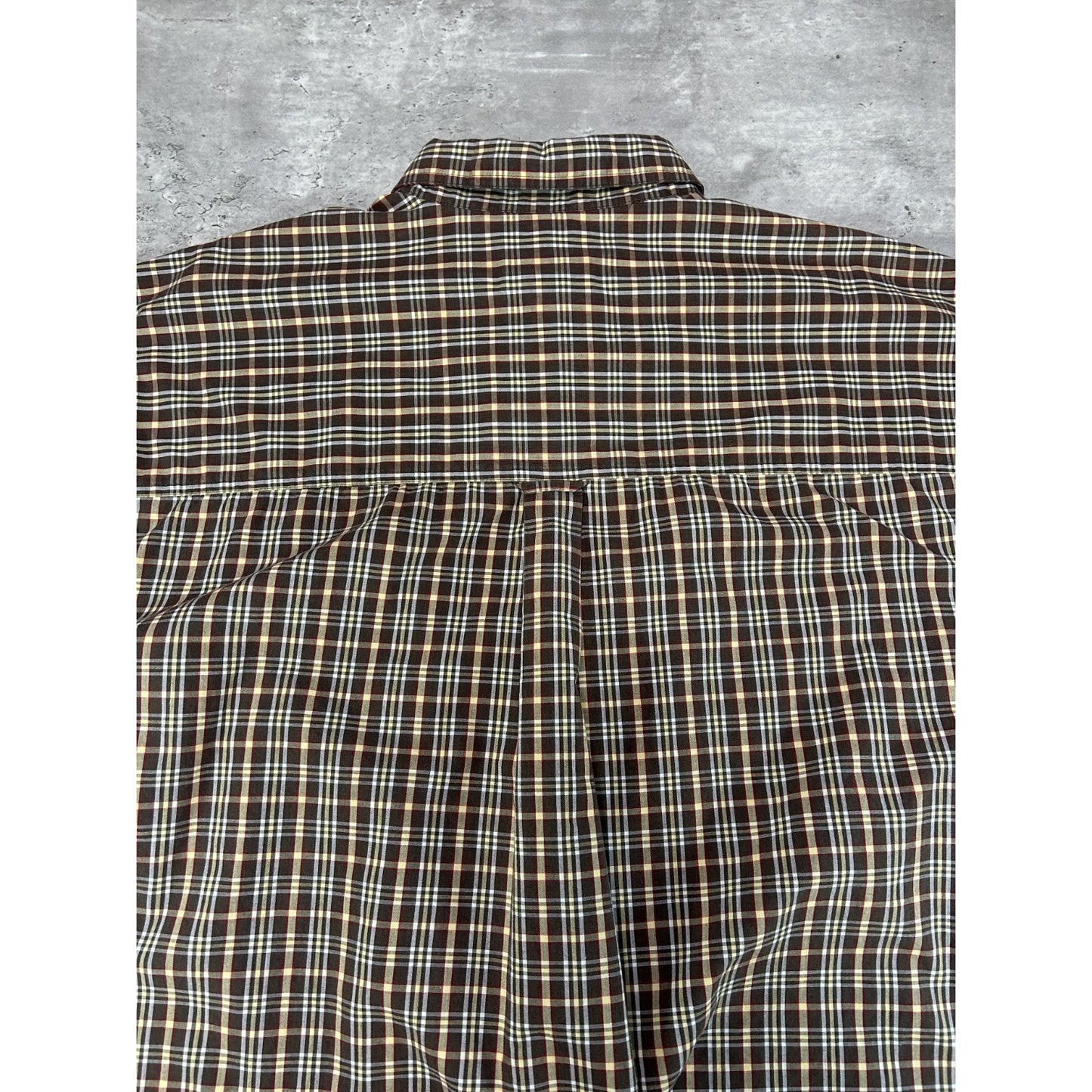 Vintage Chaps Ralph Lauren Plaid Print Reworked Cropped Button Up Shirt Sz XL