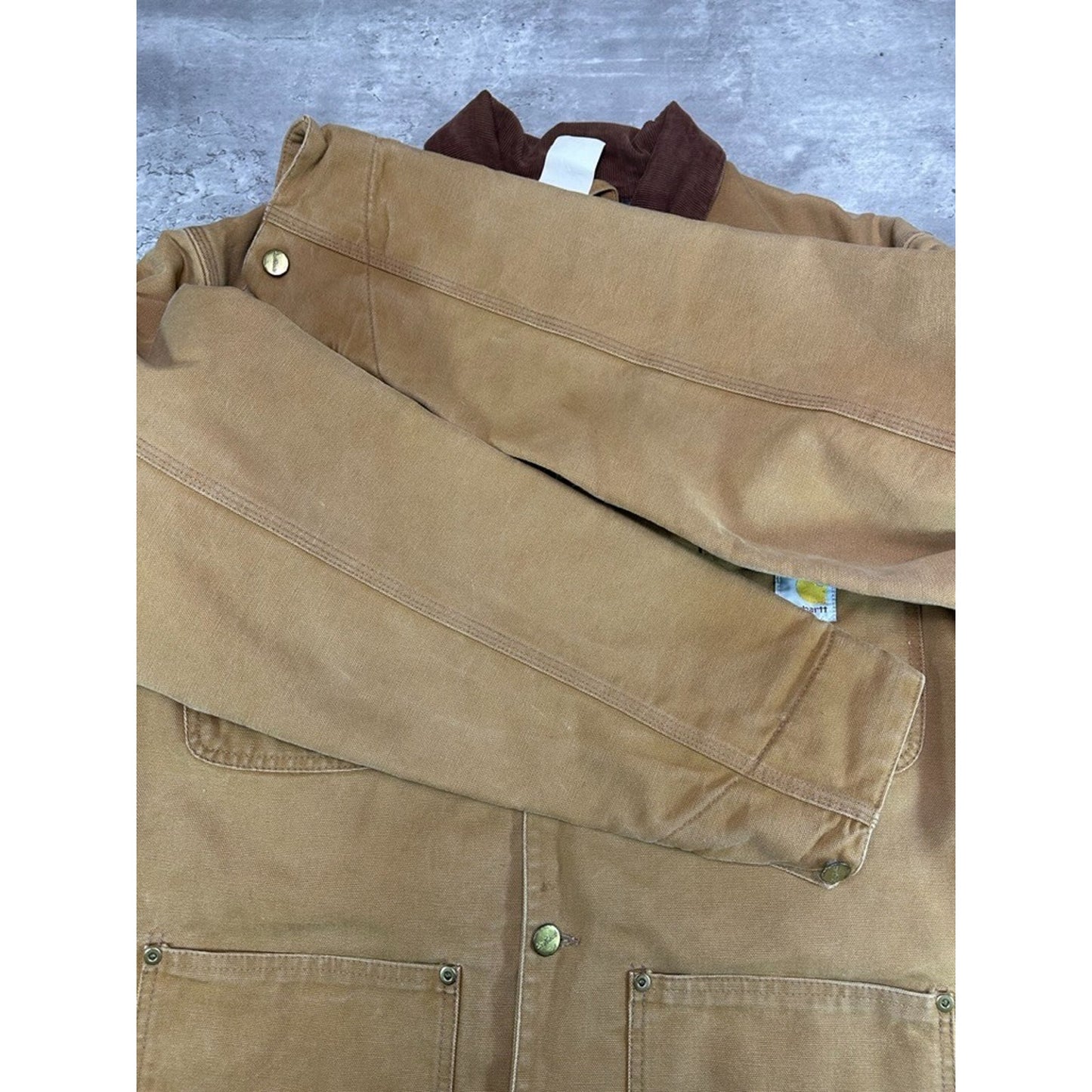 Vintage 90s Carhartt Blanket Lined Canvas Workwear Chore Jacket Size 44 Tall XL