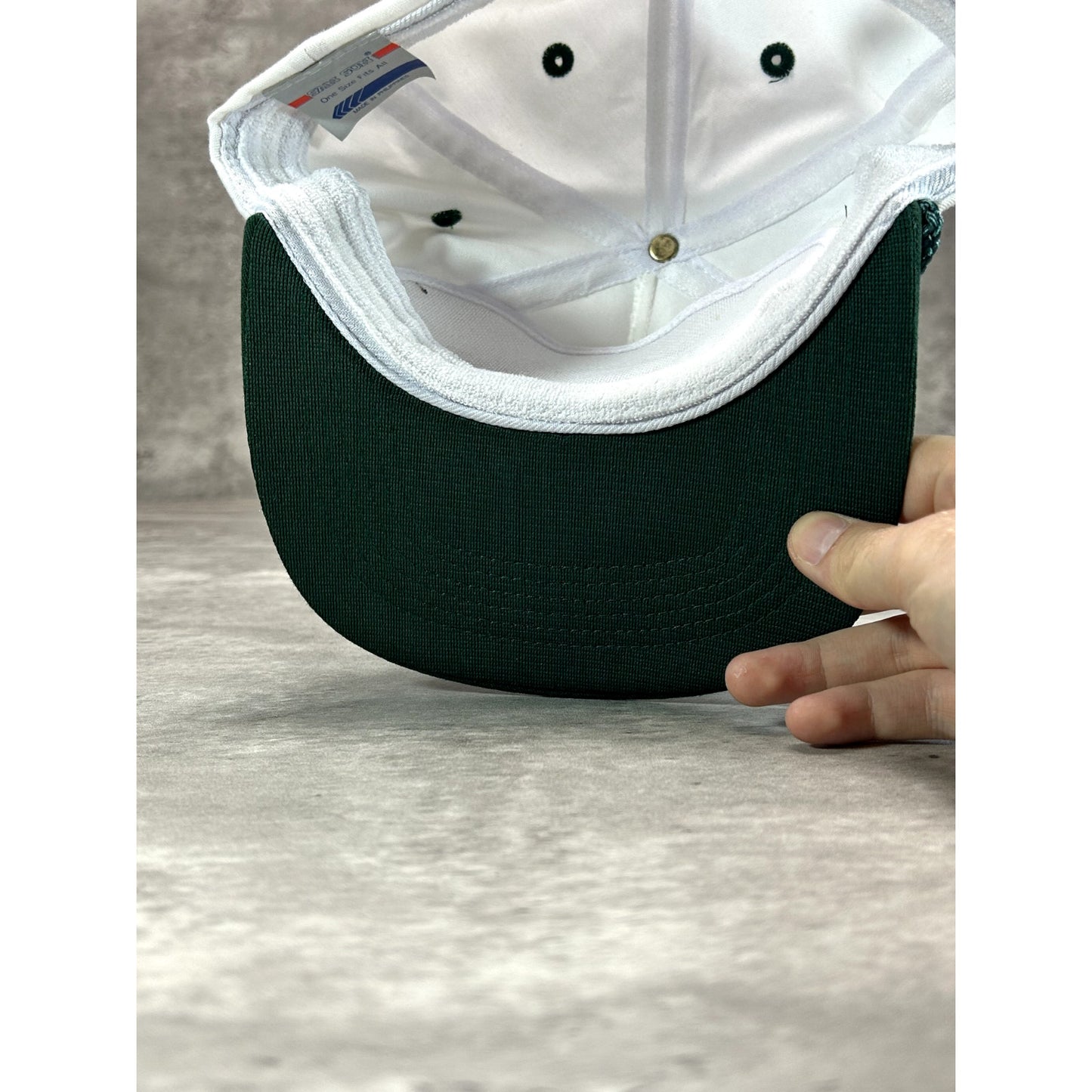 Vintage 90s The Car Store Graphic Spellout Snapback Hat OSFA White/Green