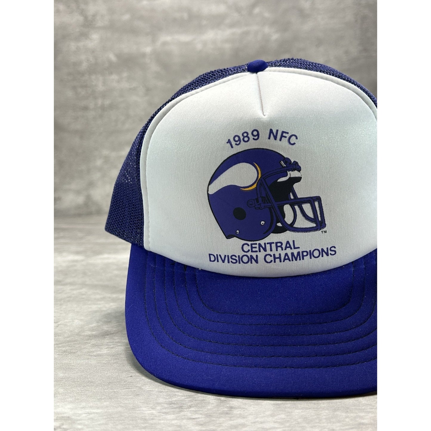 Vintage 1989 Minnesota Vikings NFL NFC Division Champs Trucker Snapback Hat OSFA