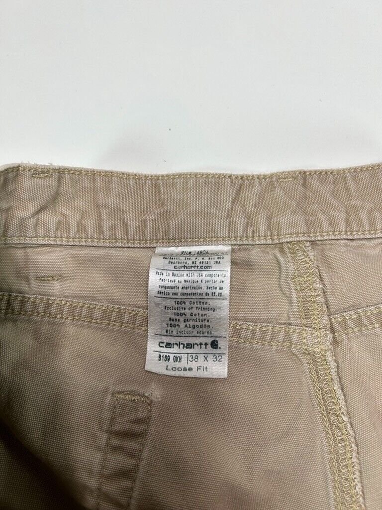 Carhartt Loose Fit Canvas Workwear Carpenter Pants Size 37 Beige