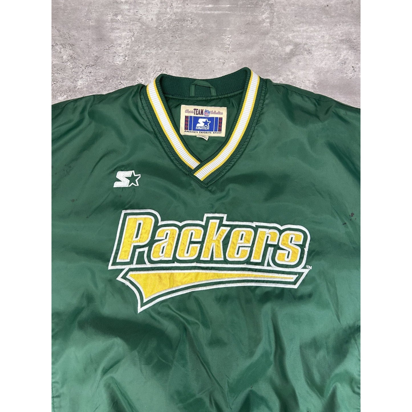 Vintage 90s Green Bay Packers NFL Starter Nylon Windbreaker Jacket Size Medium