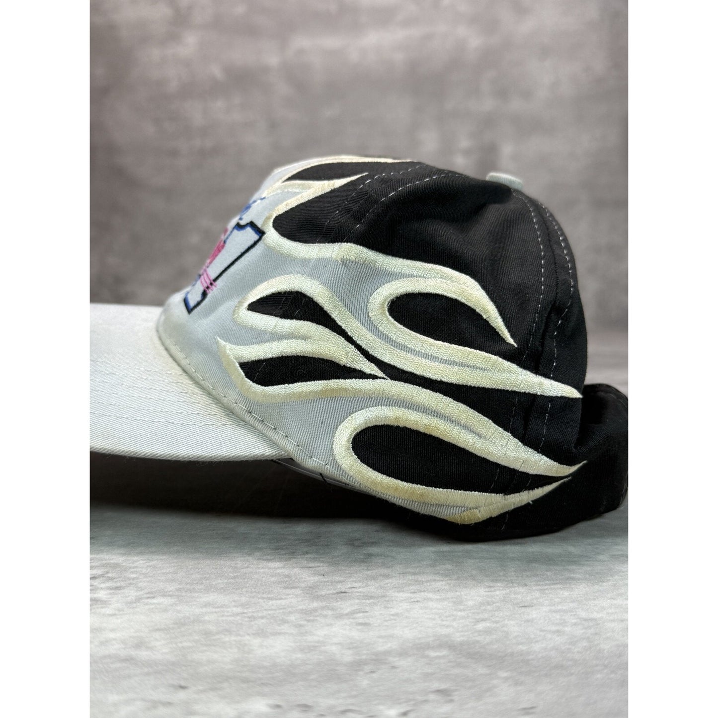 Vintage Billy Pauch Nascar Team 1 Racing Embroidered Flame Strapback Hat OSFA