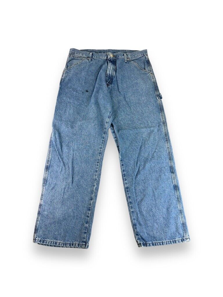 Vintage Wrangler Jeans Medium Wash Denim Workwear Carpenter Pants Size 35