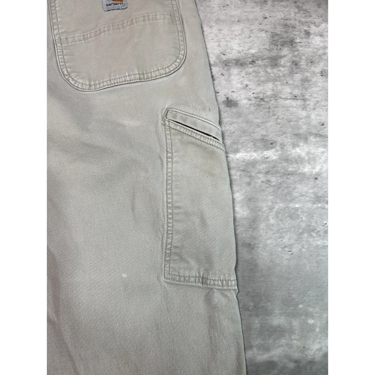 Carhartt Relaxed Fit Canvas Work Wear Five Pocket Pants Size 37W Beige