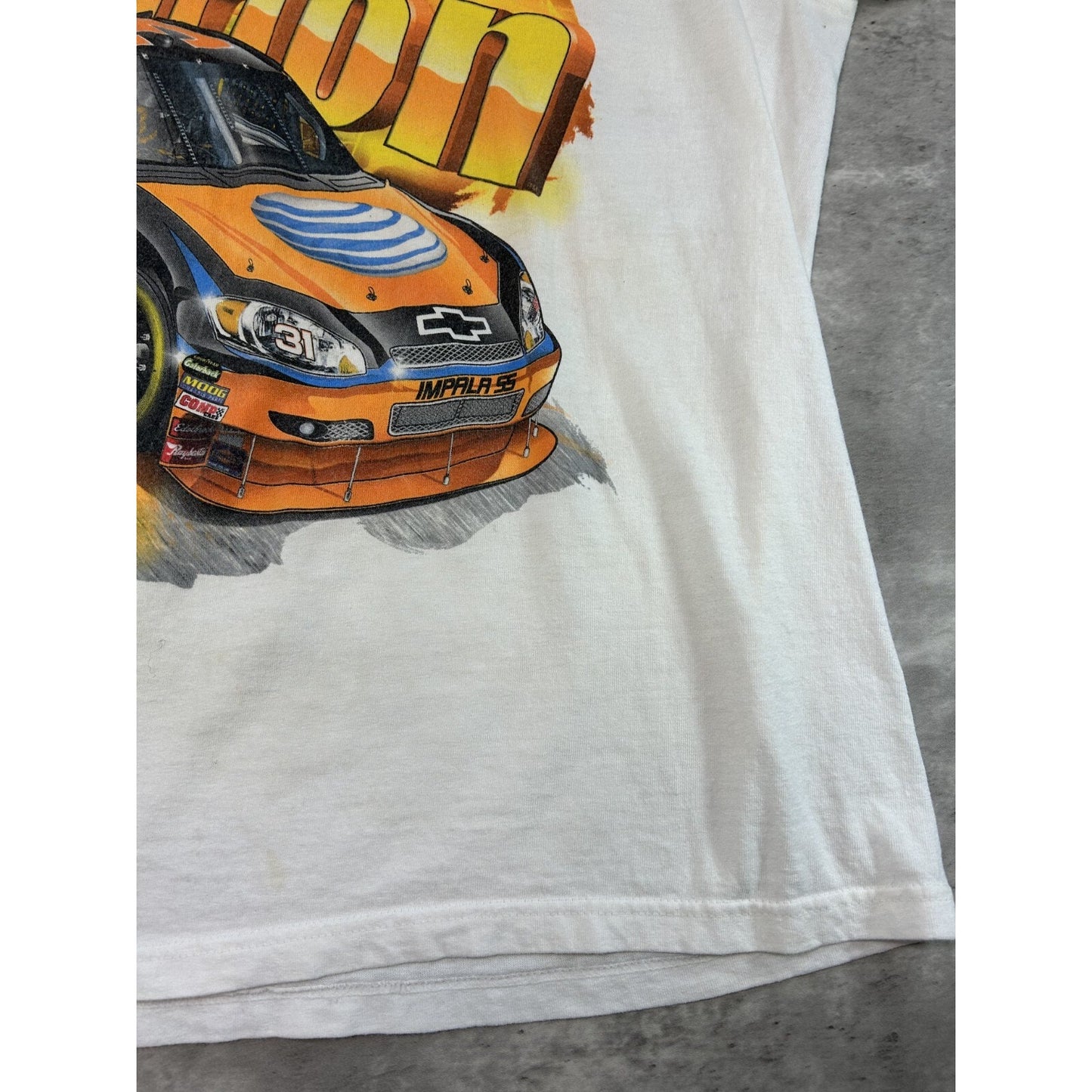 Vintage Jeff Burton #31 Nascar Big Graphic AT&T T-Shirt Size XL White