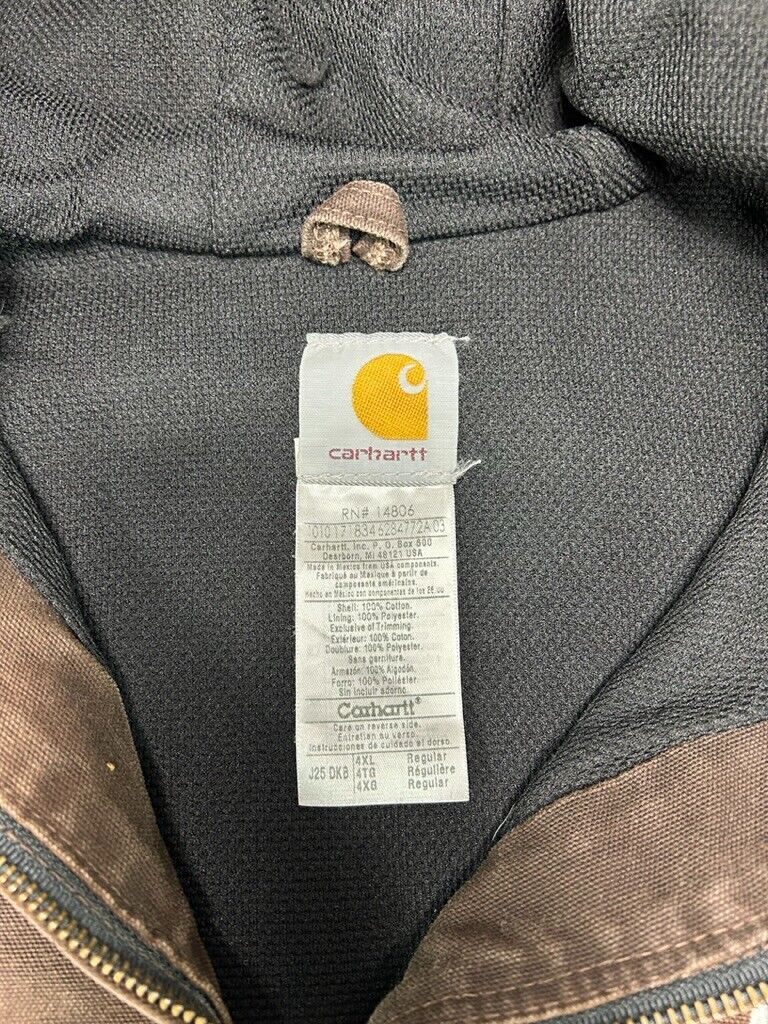 Vintage Carhartt Thermal Lined Canvas Work Wear Hooded Bomber Jacket Size 4XL