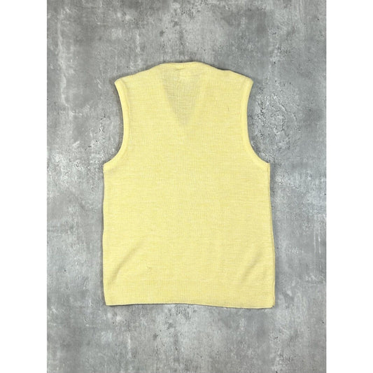 Vintage 1960s Drummond Pull Over Ribbed Knit Sweater Vest Size XL Yellow