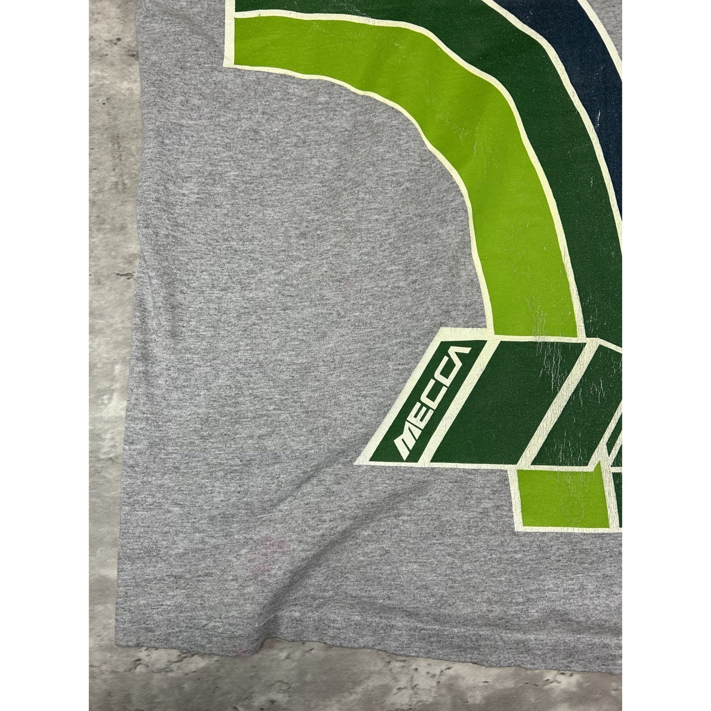 Vintage Y2K Mecca Spellout Graphic Long Sleeve T-Shirt Size 2XL Gray