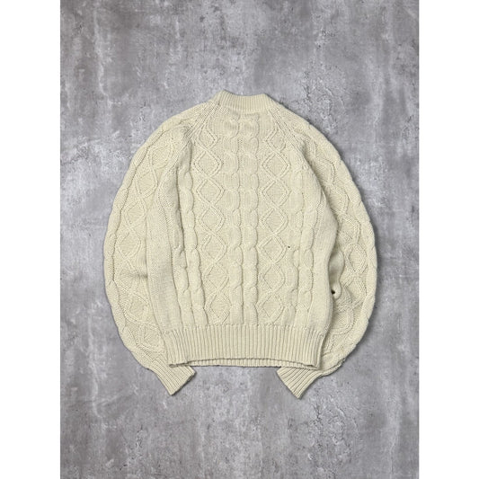 Vintage 70s/80s Aikinson Cable Knit Ribbed Pullover Knit Sweater Size XL Beige