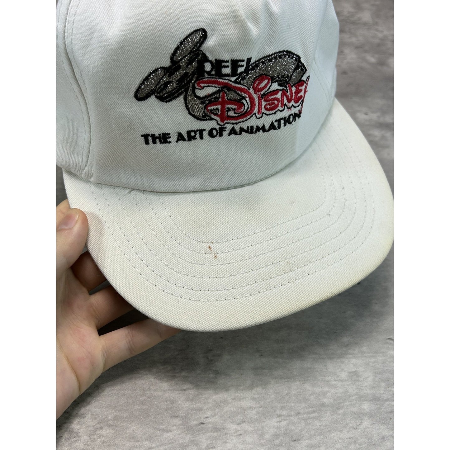 Vintage 90s Disney Reel Art Of Animation Embroidered Spellout Strapback Hat OSFA