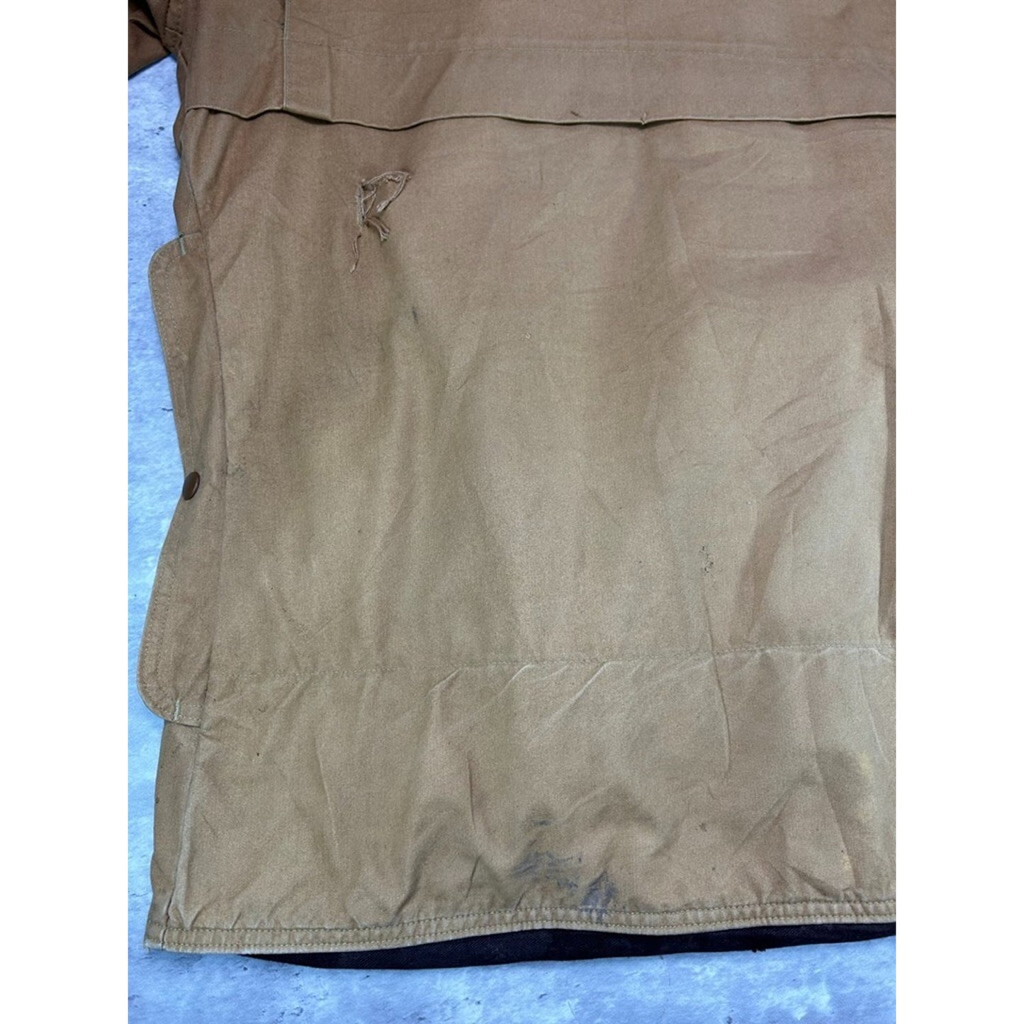 Vintage 1970s Sears Canvas Three Pocket Hunting Jacket Size XL Beige