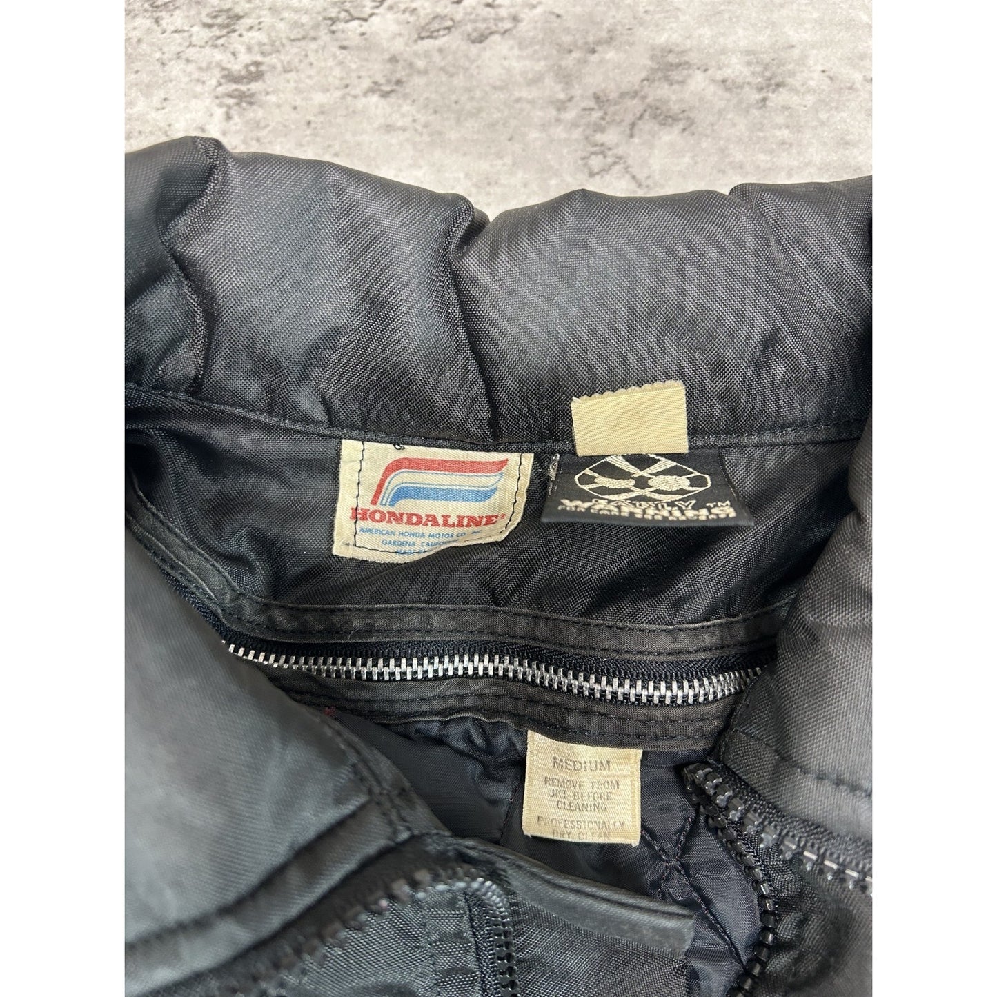 Vintage 1970s Hondaline Racing Nylon Bomber Jacket Size Medium Black