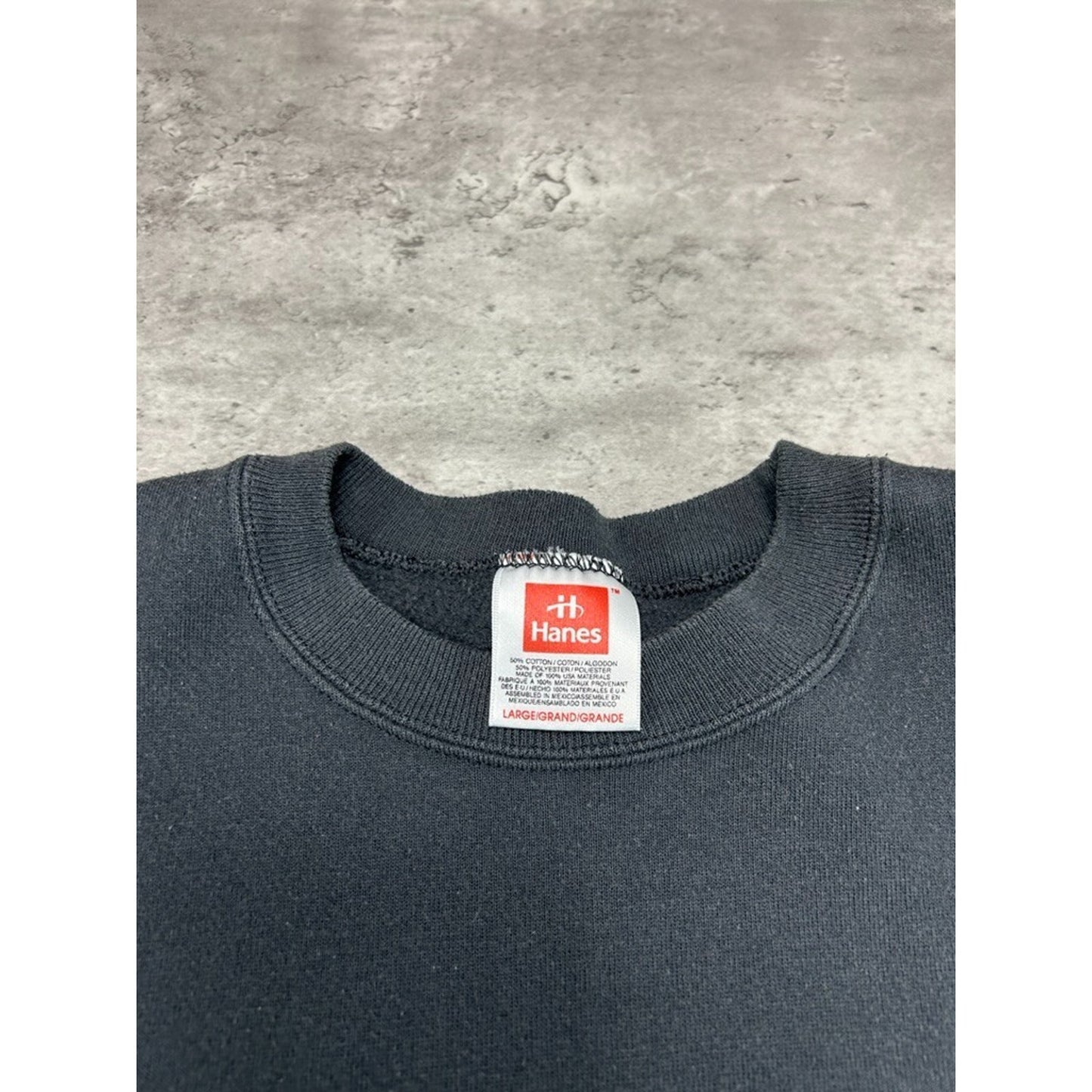 Vintage 90s Hanes Blank Pullover Crewneck Sweatshirt Size Large Black