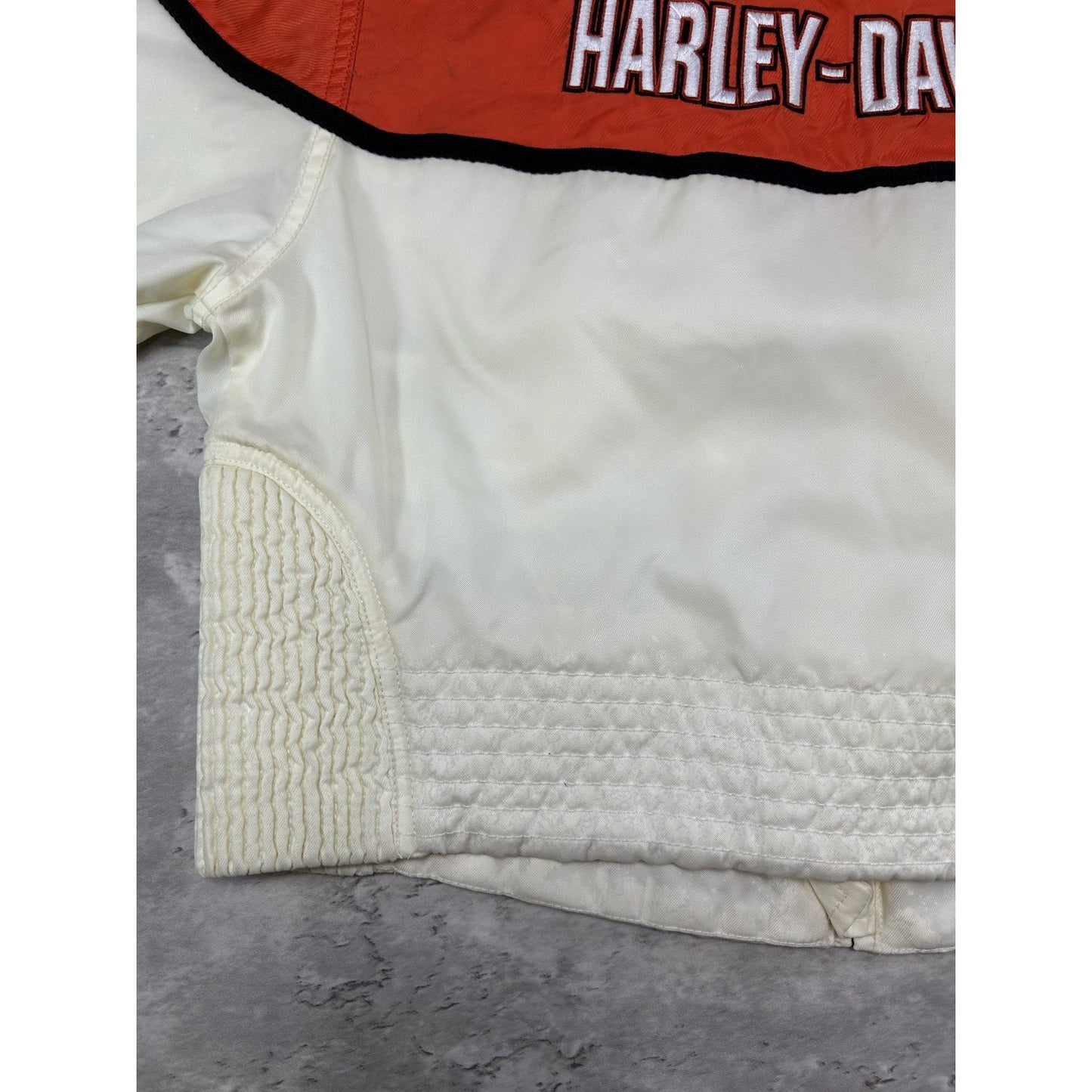Vintage Womens Harley Davidson Embroidered Logo Full Zip Cafe Racer Jacket Large