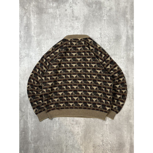 Vintage 90s Crossings Abstract Striped Print Pullover Knit Sweater Size Medium