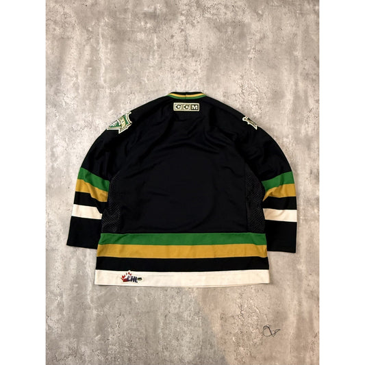 Vintage London Knights OHL Stitched CCM Hockey Jersey Size Large Black