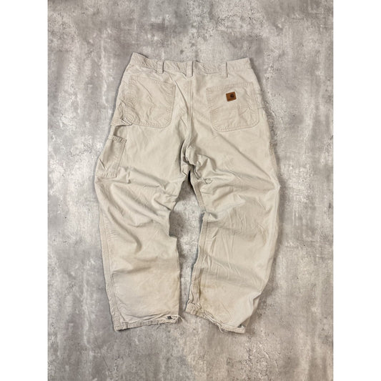 Vintage Carhartt Canvas Workwear Carpenter Pants Size 36 Tan