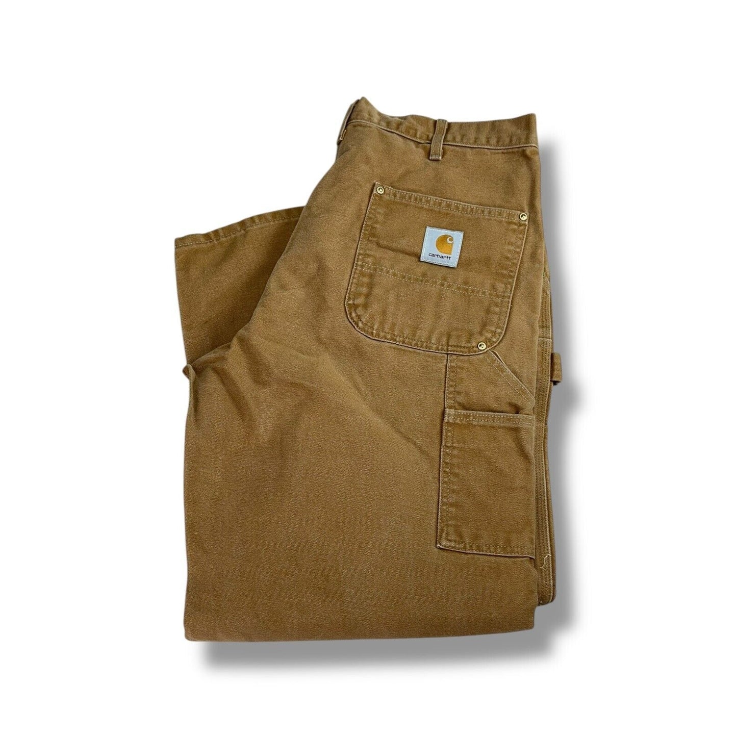 Vintage Carhartt Canvas Workwear Double Knee Carpenter Pants Size 37 Beige