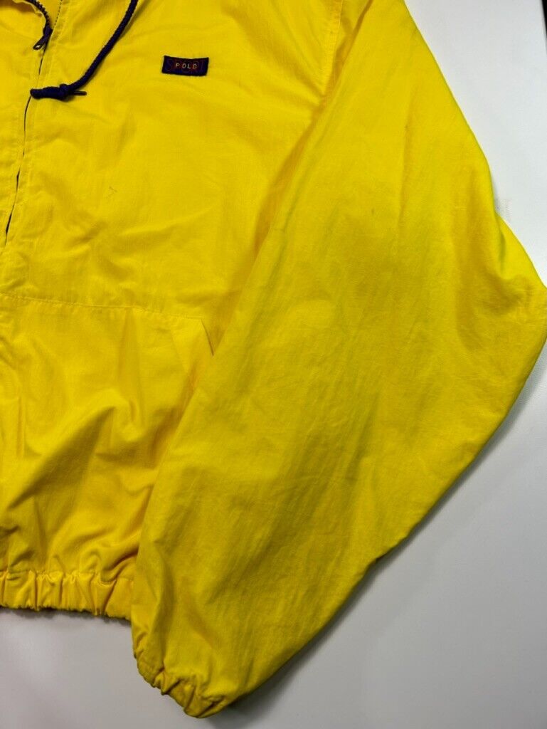 Vintage 90s Polo Sport Embroidered Nylon Windbreaker Jacket Size Medium Yellow