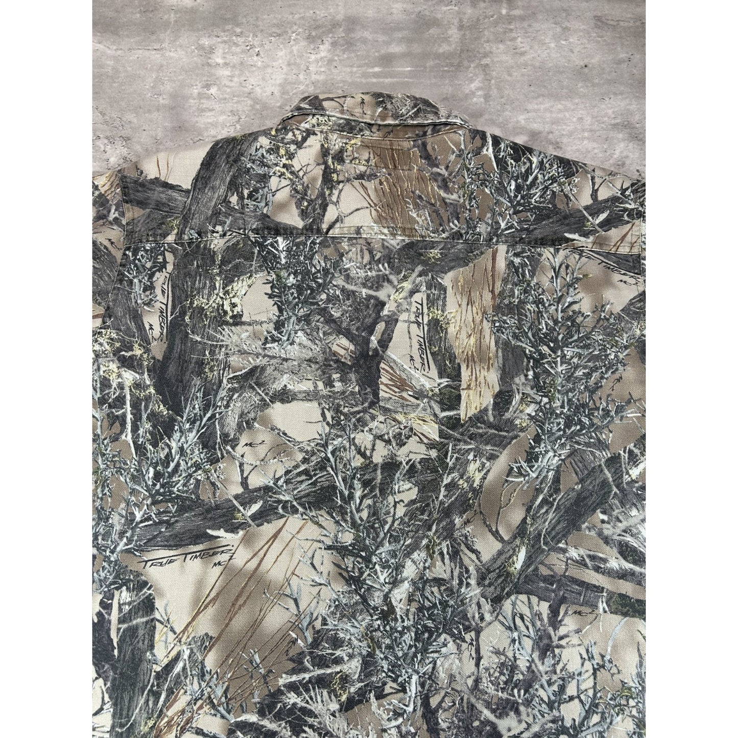 Vintage True Timber Hunting Camo Long Sleeve Button Up Shirt Size XL