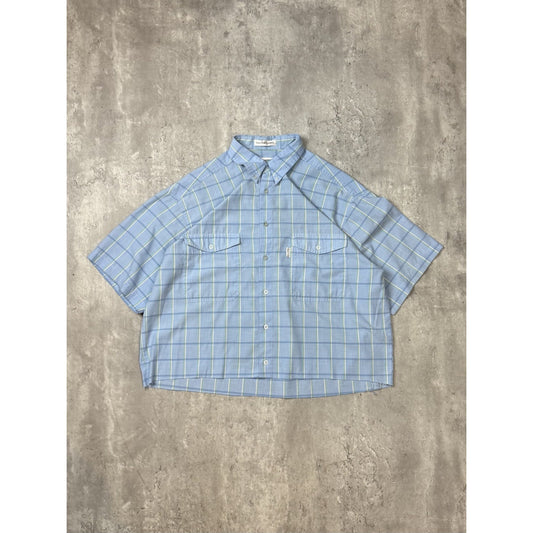 VTG 80s Levis Silver Label Checkered Reworked Cropped Button Up Shirt Sz Medium