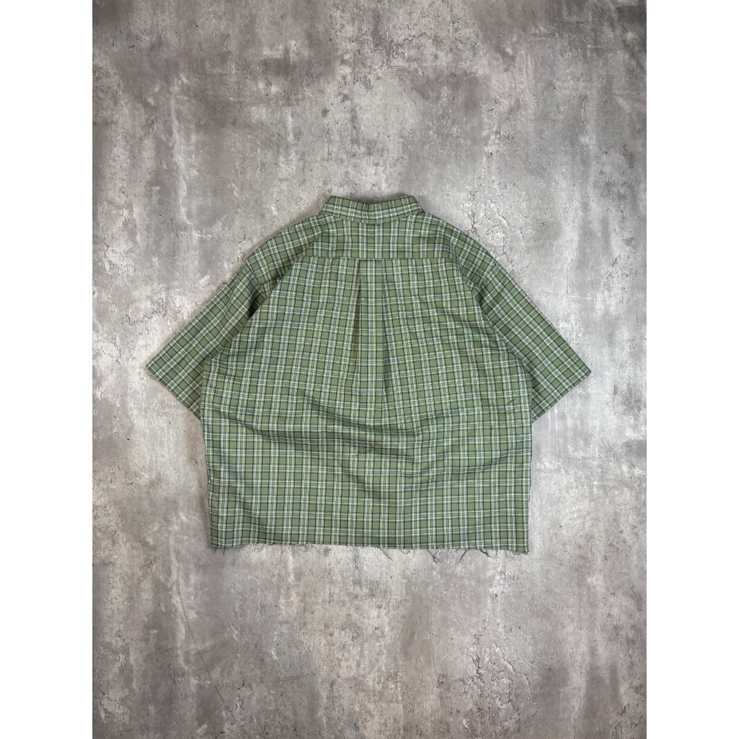 Vintage L.L. Bean Plaid Single Pocket Cropped Button Up Shirt Size Large Green
