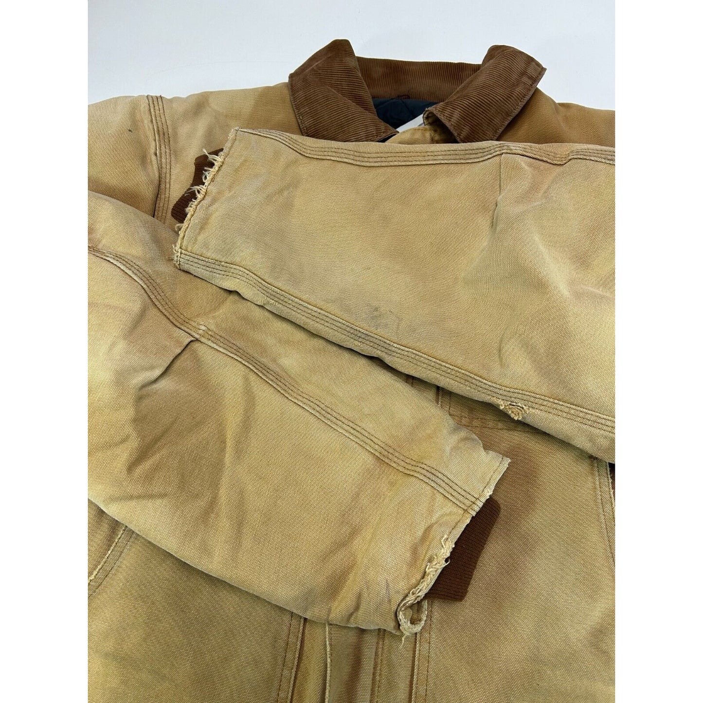 Vintage Carhartt Quilted Lined Canvas Workwear Arctic Jacket Size XL Beige