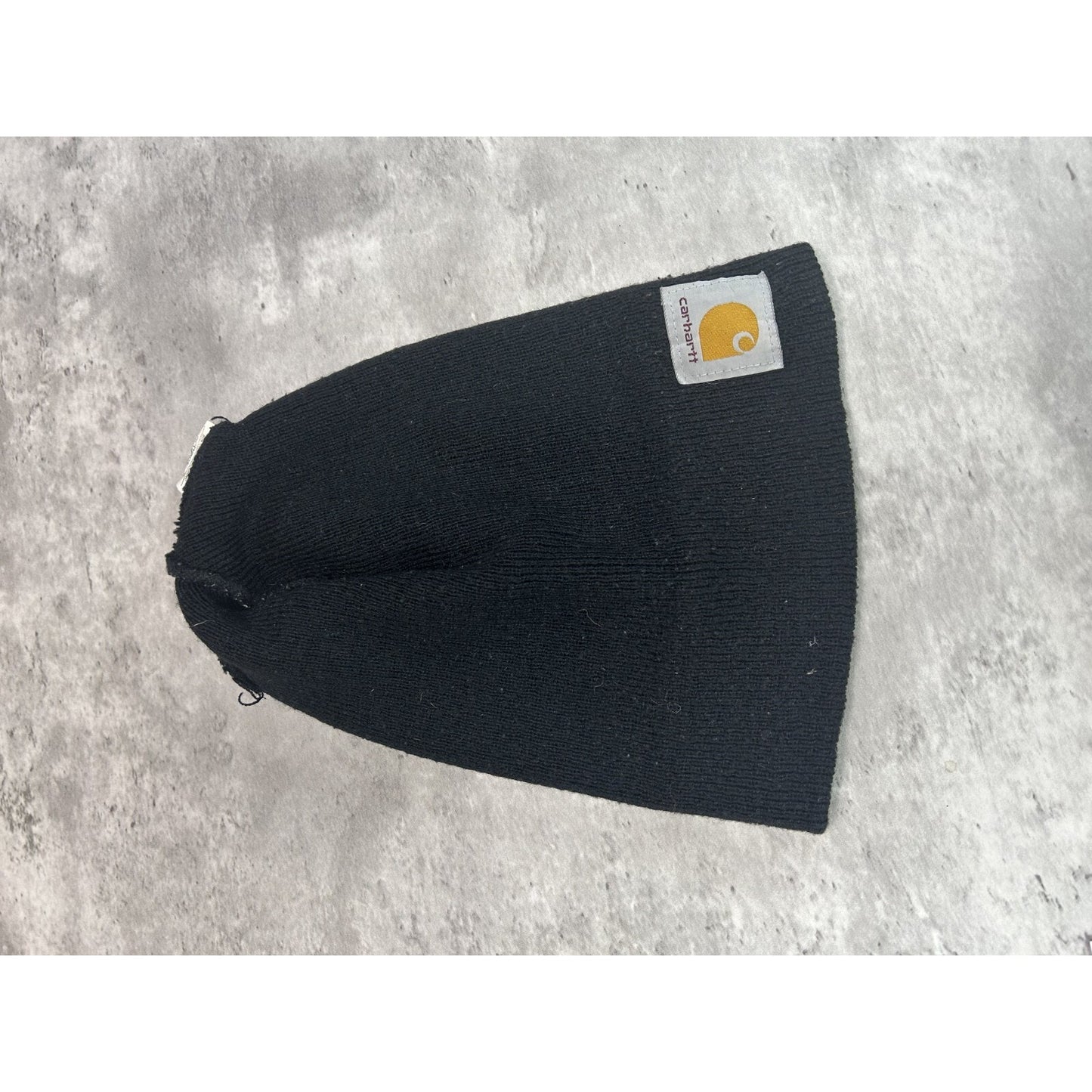 Vintage Carhartt Workwear Embroidered Patch Beanie Hat OSFA Black