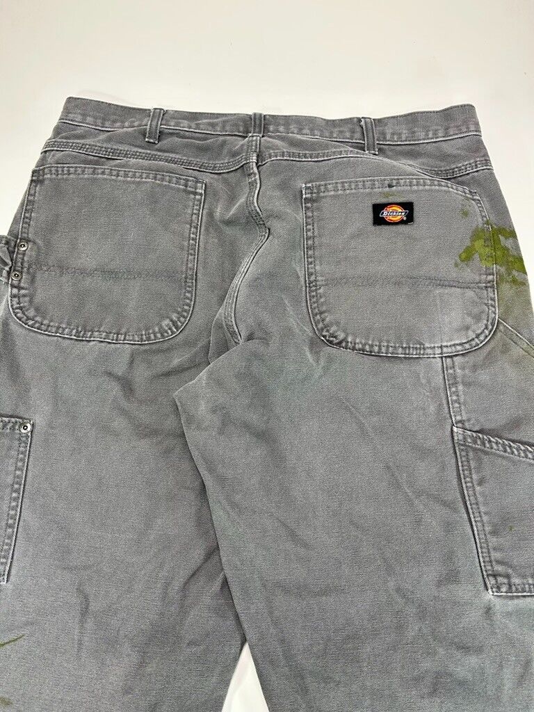 Dickies Canvas Workwear Double Knee Carpenter Pants Size 35 Gray
