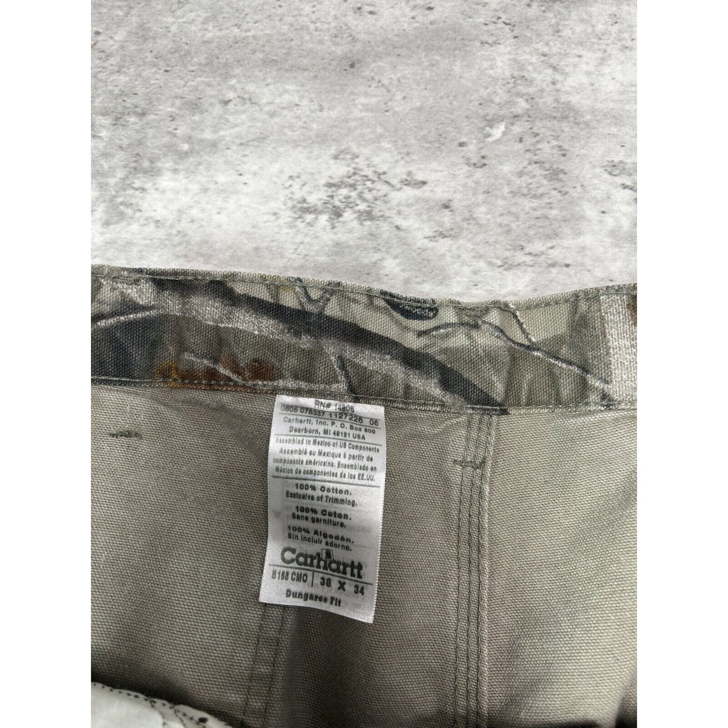Vintage Carhartt Canvas Work Wear Realtree Hardwoods Camo Hunting Pants Size 37