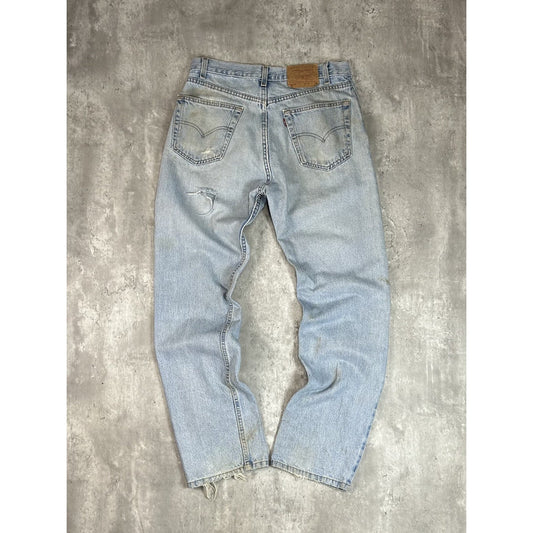 Vintage 90s Levis 505 Red Tab Straight Leg Light Wash Denim Pants Size 33