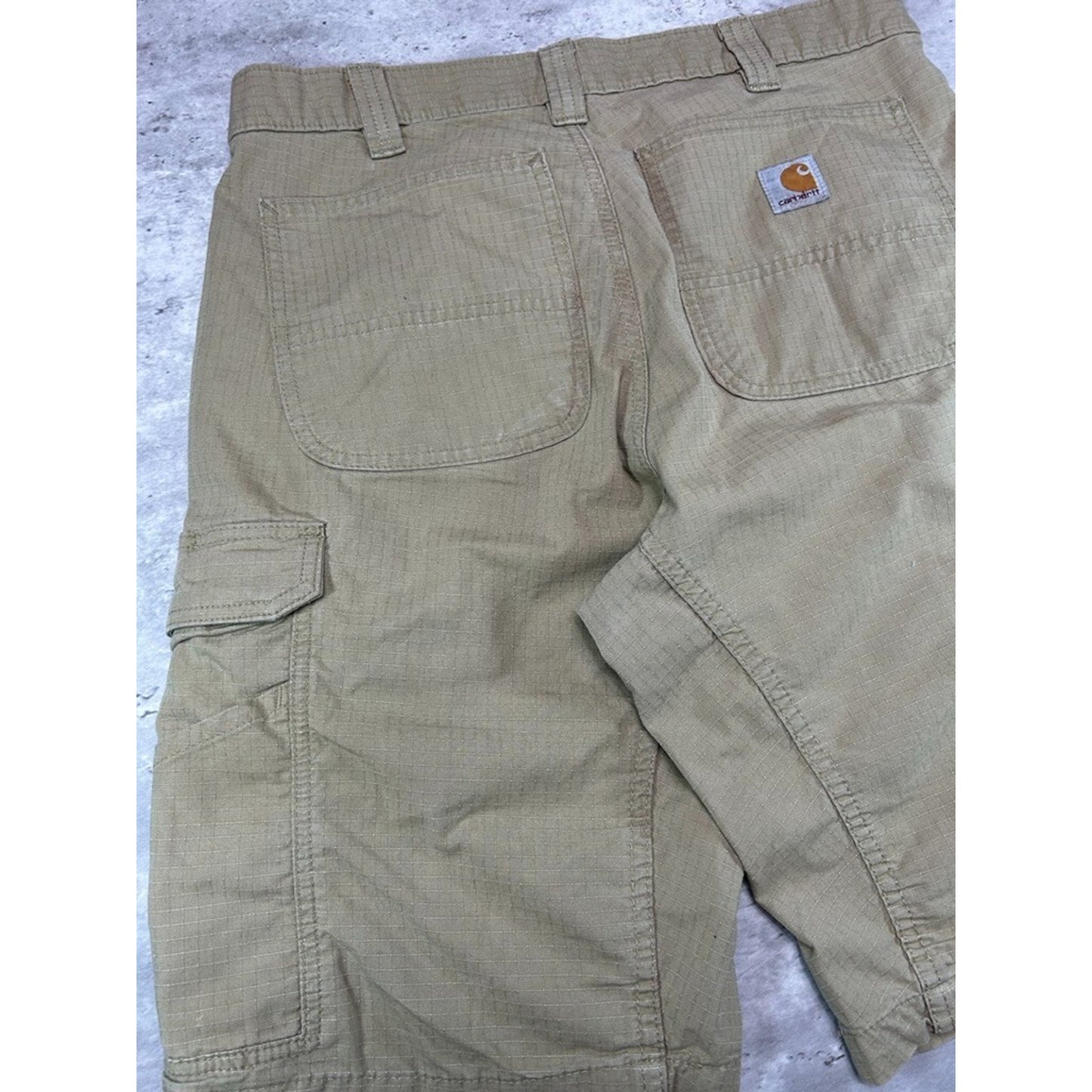 Carhartt Relaxed Fit Ripstop Workwear Cargo Shorts Size 33 Beige